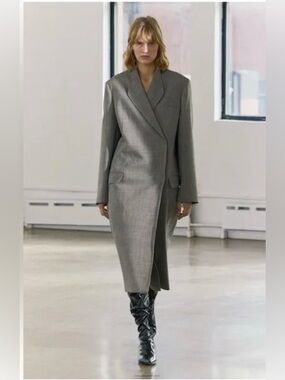 Zara zw collection 100% wool tuxedo style coat